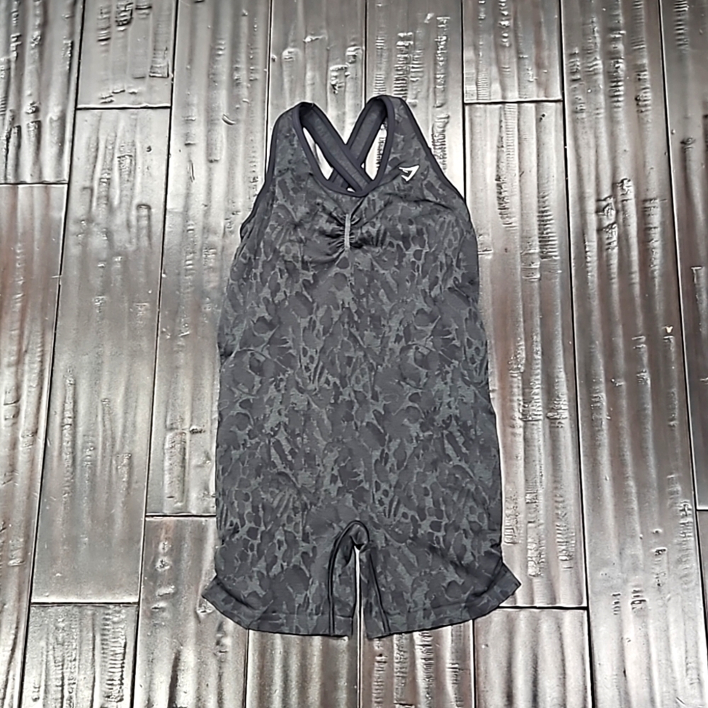Gymshark Black & Dark Gray Camo One-Piece Jumpsuit